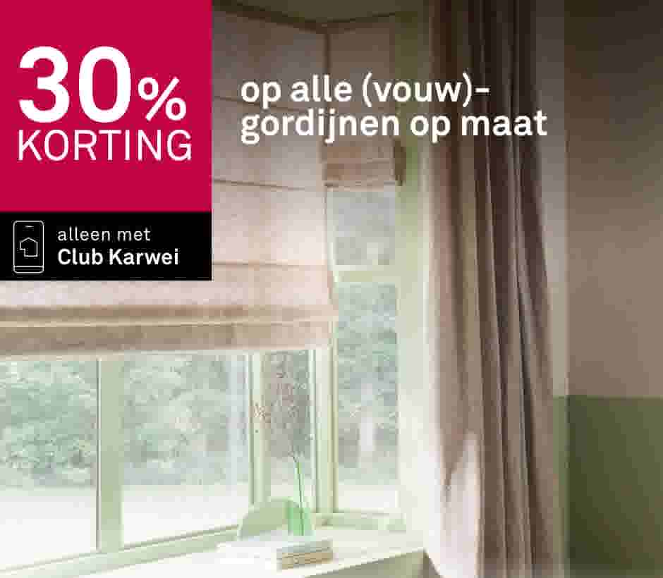 30% korting op alle (vouw)gordijnen op maat