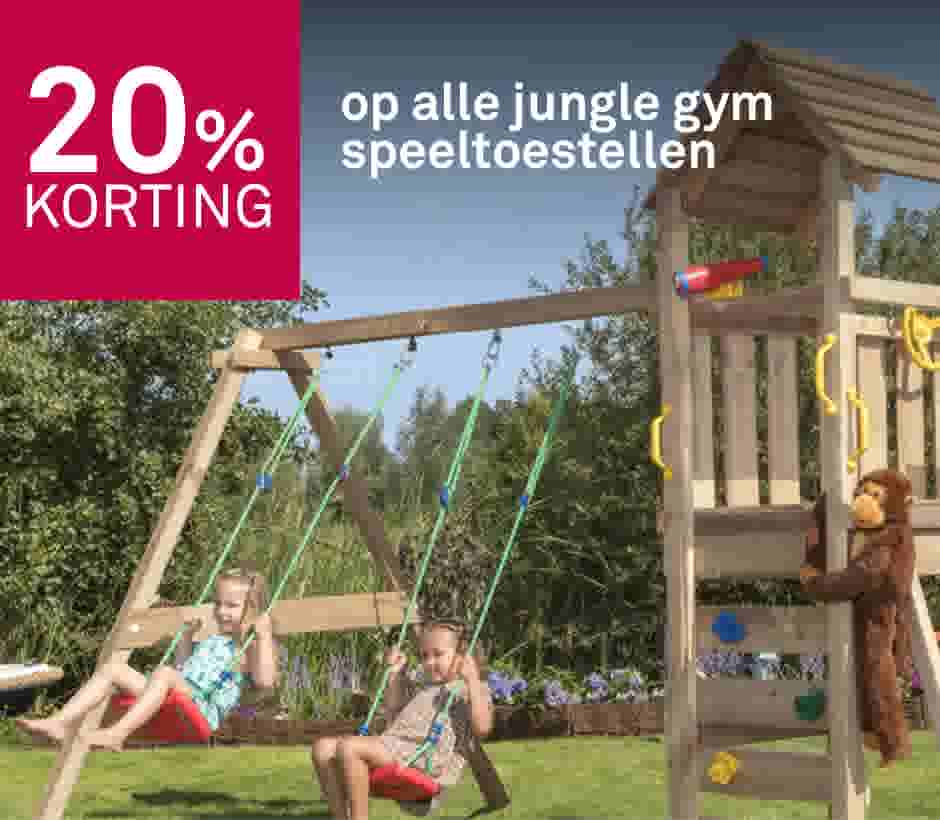 20% korting op alle jungle gym speeltoestellen