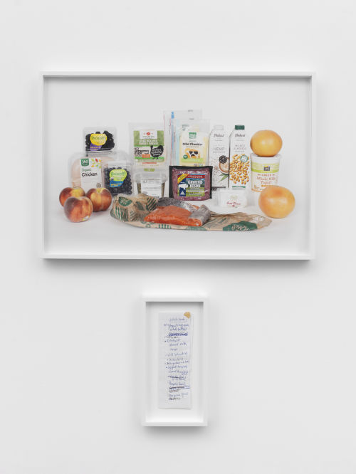 Nobutaka Aozaki
Groceries Portraits (14 St & Broadway, NY), 2020
Archival pigment print and found shopping list
Photo: 16 1/4 x 24 inches
41.3 x 61 cm
Shopping list: 11 1/4 x 5 7/8 inches
28.6 x 14.9 cm