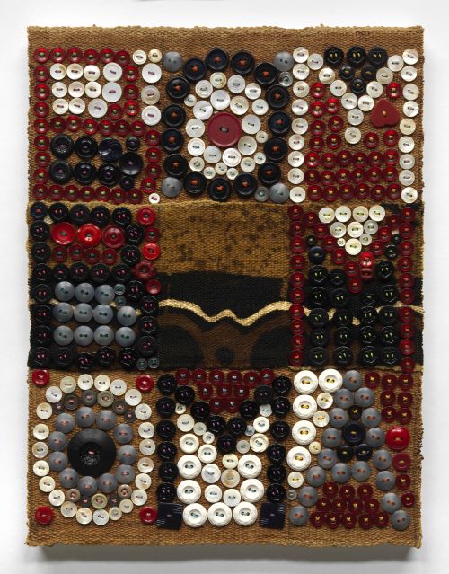 Jeff Perrone
Bomb MOMA, 2012
Mud cloth, buttons, and thread on canvas
16 x 12 inches
40.6 x 30.5 cm