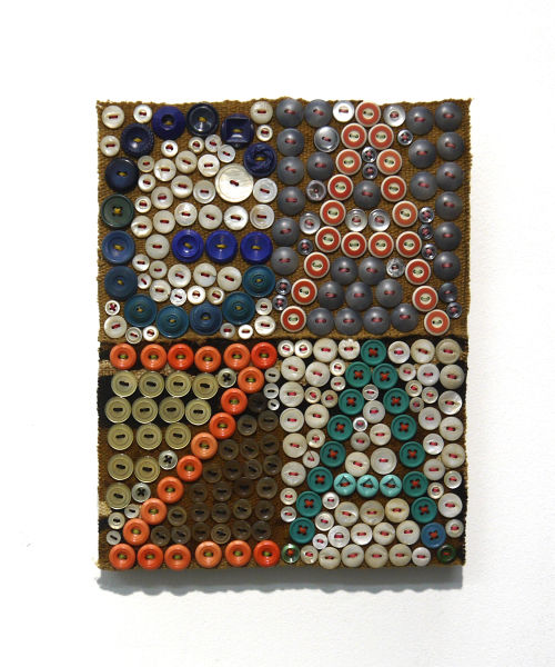 Jeff Perrone
Gaza, 2008
Mud cloth, buttons, and thread on canvas
10 x 8 inches
25.4 x 20.3 cm