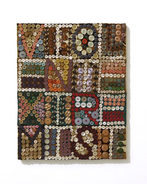 Jeff Perrone
Violent Extremist, 2012
Mud cloth, buttons, and thread on canvas
20 x 16 inches
50.8 x 40.6 cm