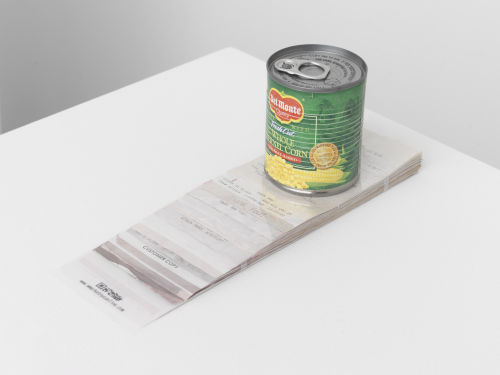 Nobutaka Aozaki
Value Added #240950 (Del Monte whole kernel corn no salt added), 2012-2022
Canned corn and receipts
4 x 3 1/4 x 10 1/2 inches
10.2 x 8.3 x 26.7 cm