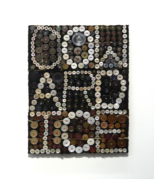 Jeff Perrone
Cowardice, 2010
Mud cloth, buttons, and thread on canvas
16 x 12 inches
40.6 x 30.5 cm