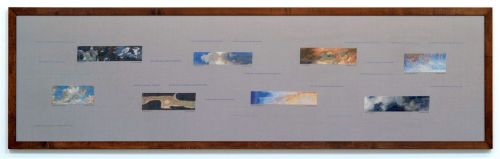 Elaine Reichek
Lexicon of Clouds, 2006
Hand embroidery on linen
33 x 120 inches
83.8 x 304.8 cm