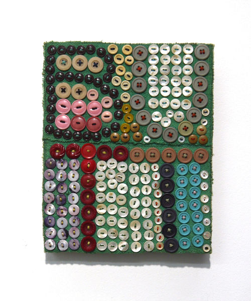 Jeff Perrone
Butt, 2008
Mud cloth, buttons, and thread on canvas
10 x 8 inches
25.4 x 20.3 cm