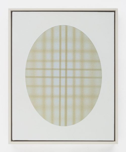 John Opera
Oval with Grid (Yellow), 2019
Cyanotype, acrylic and vinyl paint on canvas in artist frame
21 x 17 inches