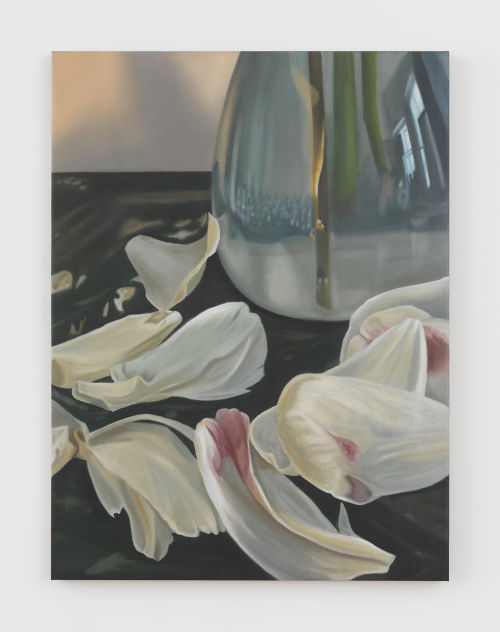 Cait Porter
Glass Vase with Petals, 2024
Oil on linen
40 x 30 inches
101.6 x 76.2 cm