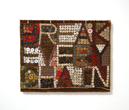 Jeff Perrone
Break Every Chain, 2011
Mud cloth, buttons, and thread on canvas
16 x 20 inches
40.6 x 50.8 cm