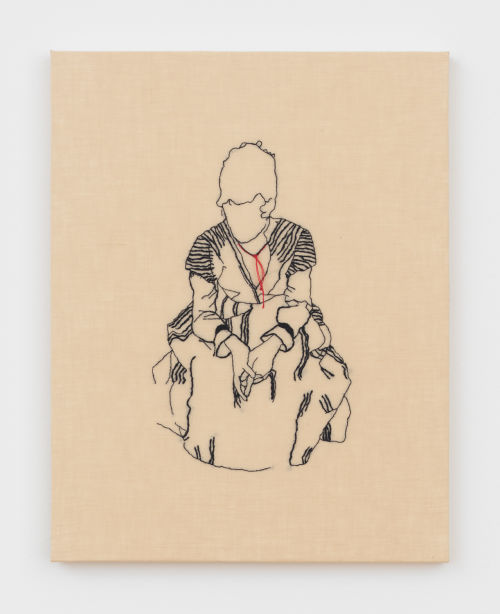 Elaine Reichek
Schiele's Dress, 2021
Hand embroidery on linen
15.75 x 12.5 inches
40 x 31.8 cm