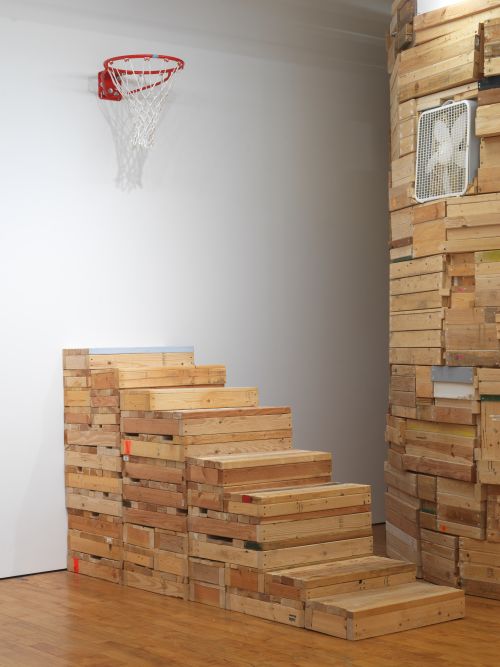 Phoebe Washburn
It’s Coming Home With Me, 2024
Basketball hoop, wood panels
Dimensions vary