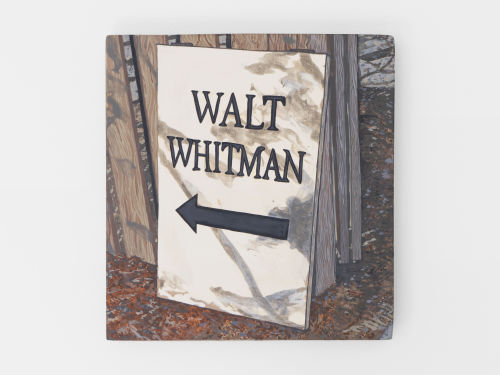 Nicholas Buffon
Walt Whitman to the Left, 2019
Acrylic paint, gouache, carbon transfer, and primer on maple panel
6.5 x 6 3/4 x 3/4 inches
16.5 x 17.1 x 2 cm