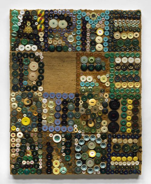 Jeff Perrone
Armed Resistance, 2013
Mud cloth, buttons, and thread on canvas
20 x 16 inches
50.8 x 40.6 cm