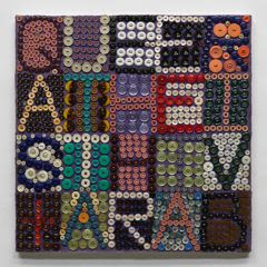 Jeff Perrone
Queer Atheist HIV+ Arab, 2009
Mud cloth, buttons, and thread on canvas
20 x 20 inches
50.8 x 50.8 cm