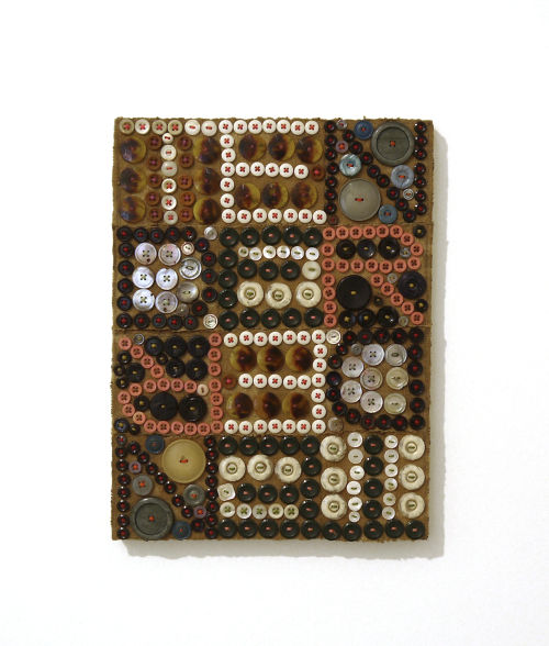 Jeff Perrone
Tender Tender, 2009
Mud cloth, buttons, and thread on canvas
12 x 16 inches
30.5 x 40.6 cm