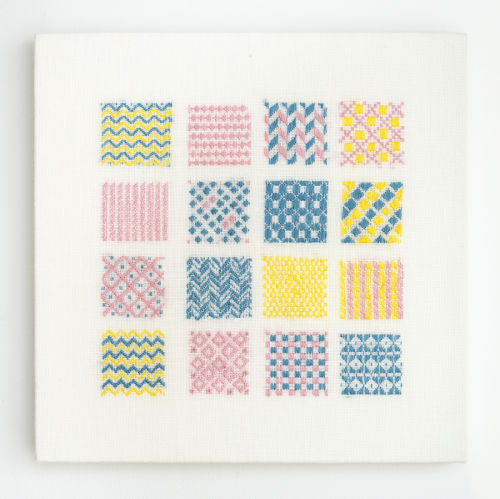 Elaine Reichek
Darning Sampler, 2018
Hand embroidery on linen
10 x 10 inches
25.4 x 25.4 cm