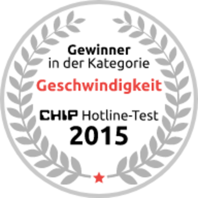 Chip Hotline-Test Auszeichnung Gewinner in der Kategorie „Geschwindigkeit 2015"