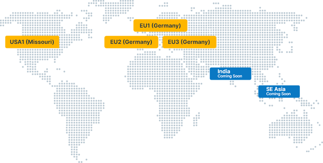 Map with Contabo current and upcoming Regions