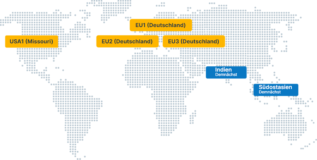 Map with Contabo current and upcoming Regions