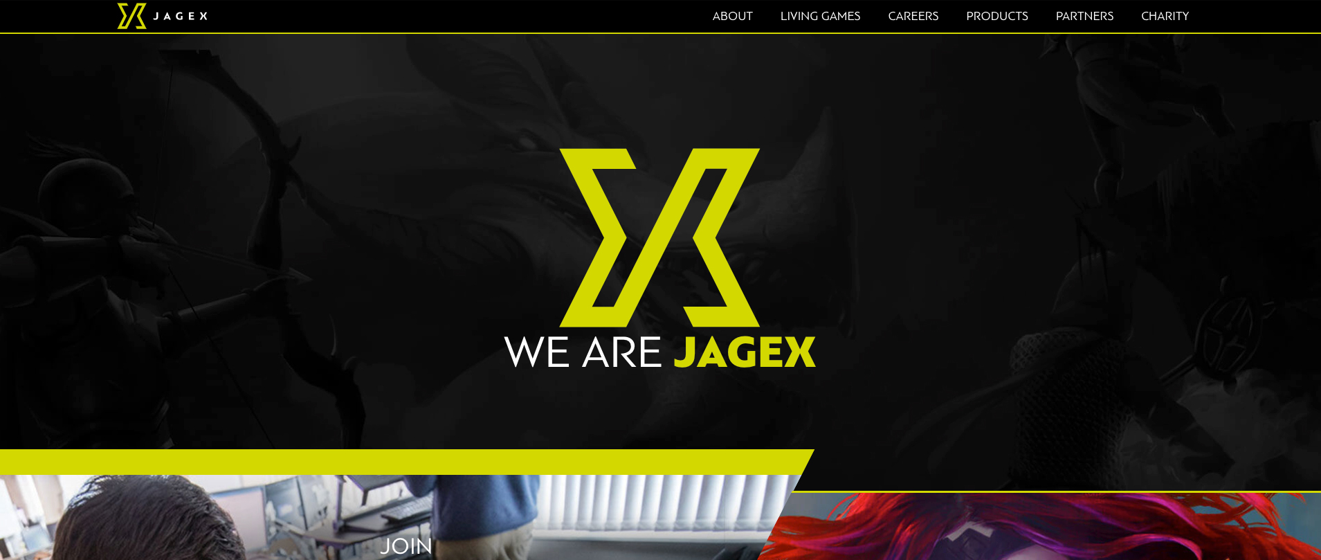 The Jagex website A screenshot of the Jagex home page