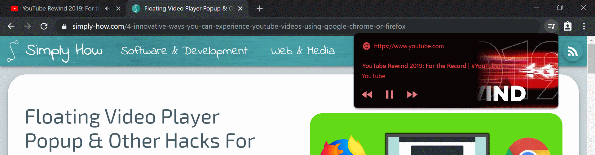 Global Media Controls in Google Chrome Global Media Controls in Google Chrome