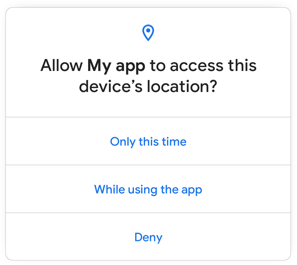 Android 11 - In-app dialog for location permissions Android 11 - In-app dialog for location permissions