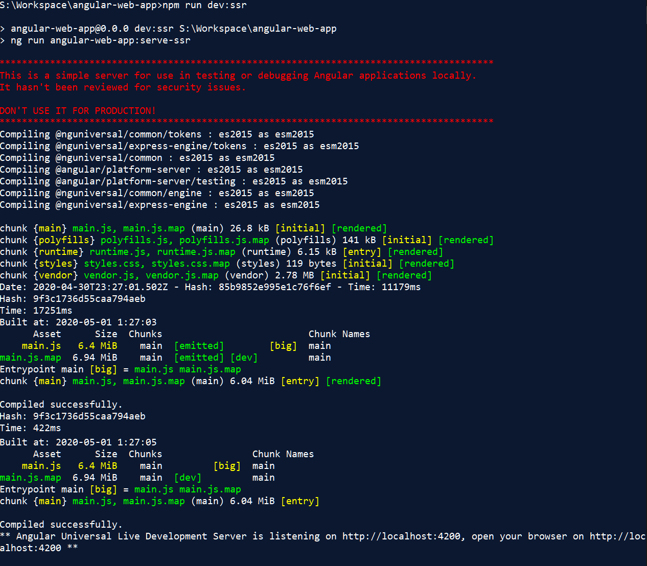 Angular SSR - 3- Launching Angular Universal development server