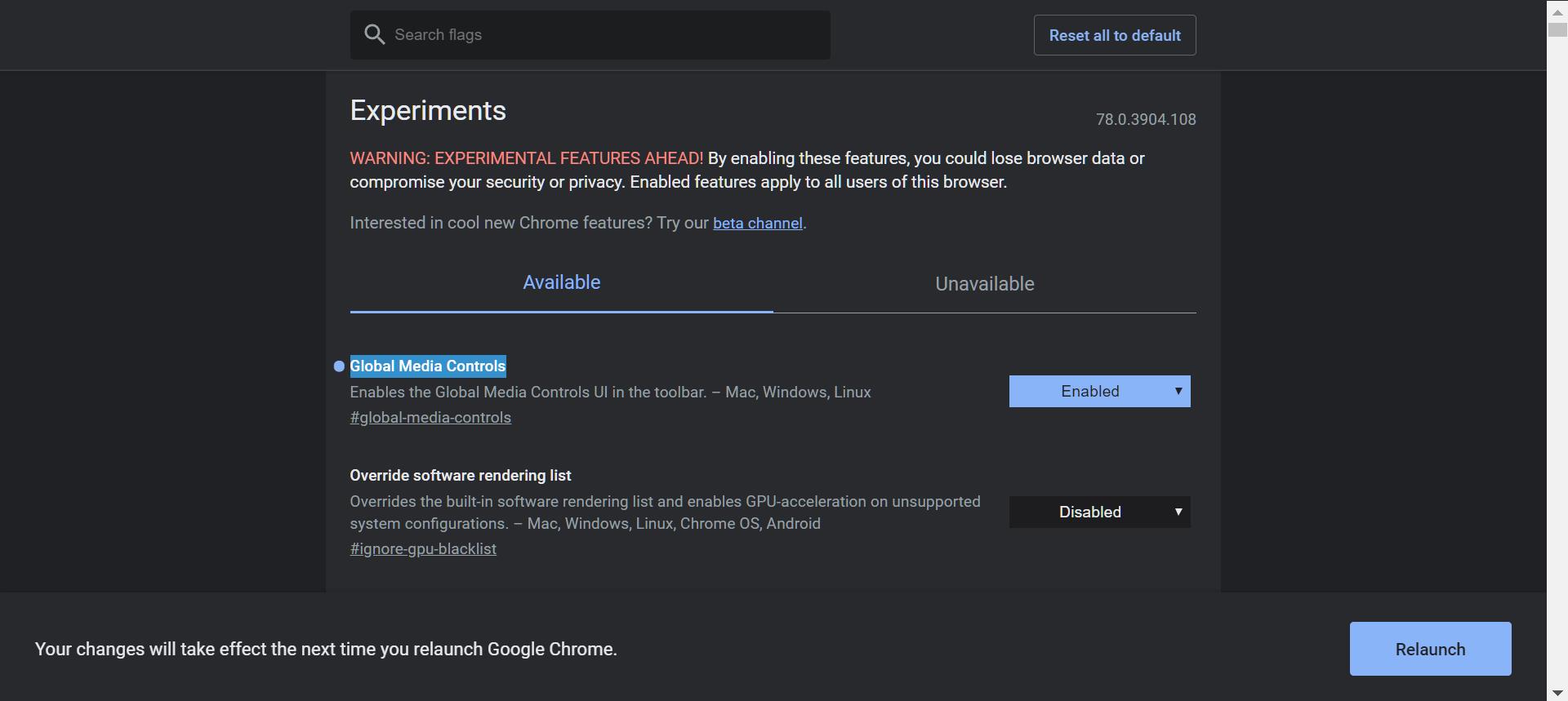 Enabling Global Media Controls in Google Chrome Enabling Global Media Controls in Google Chrome