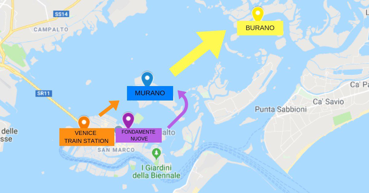 route to burano