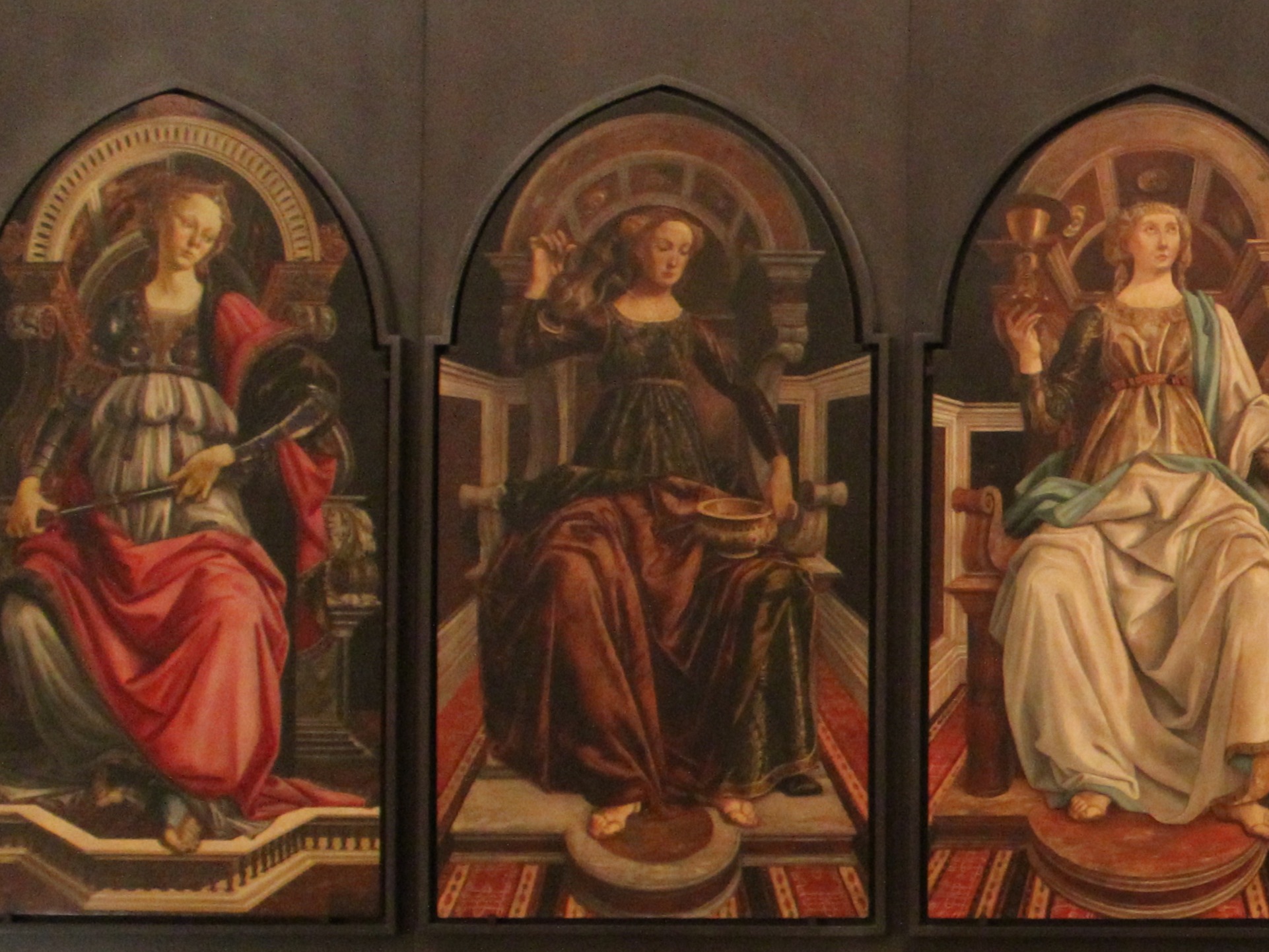 Late Medieval triptych depicting the three virtues
