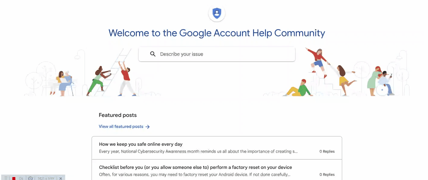 Image showcasing Google account help community