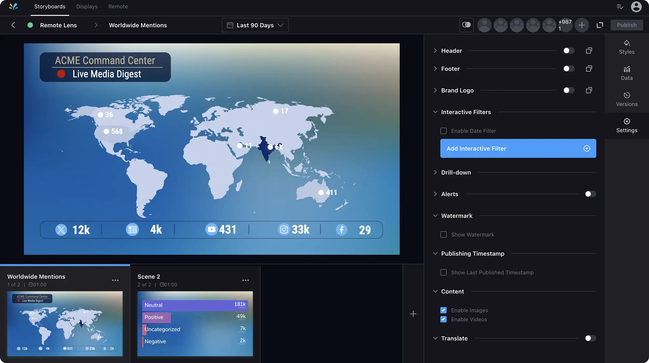 INTERACTIVE FILTERS IN DISPLAYS