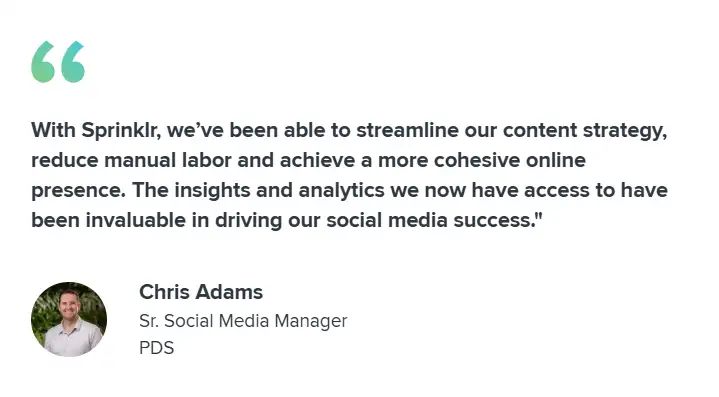 A client review for PDS Health about Sprinklr