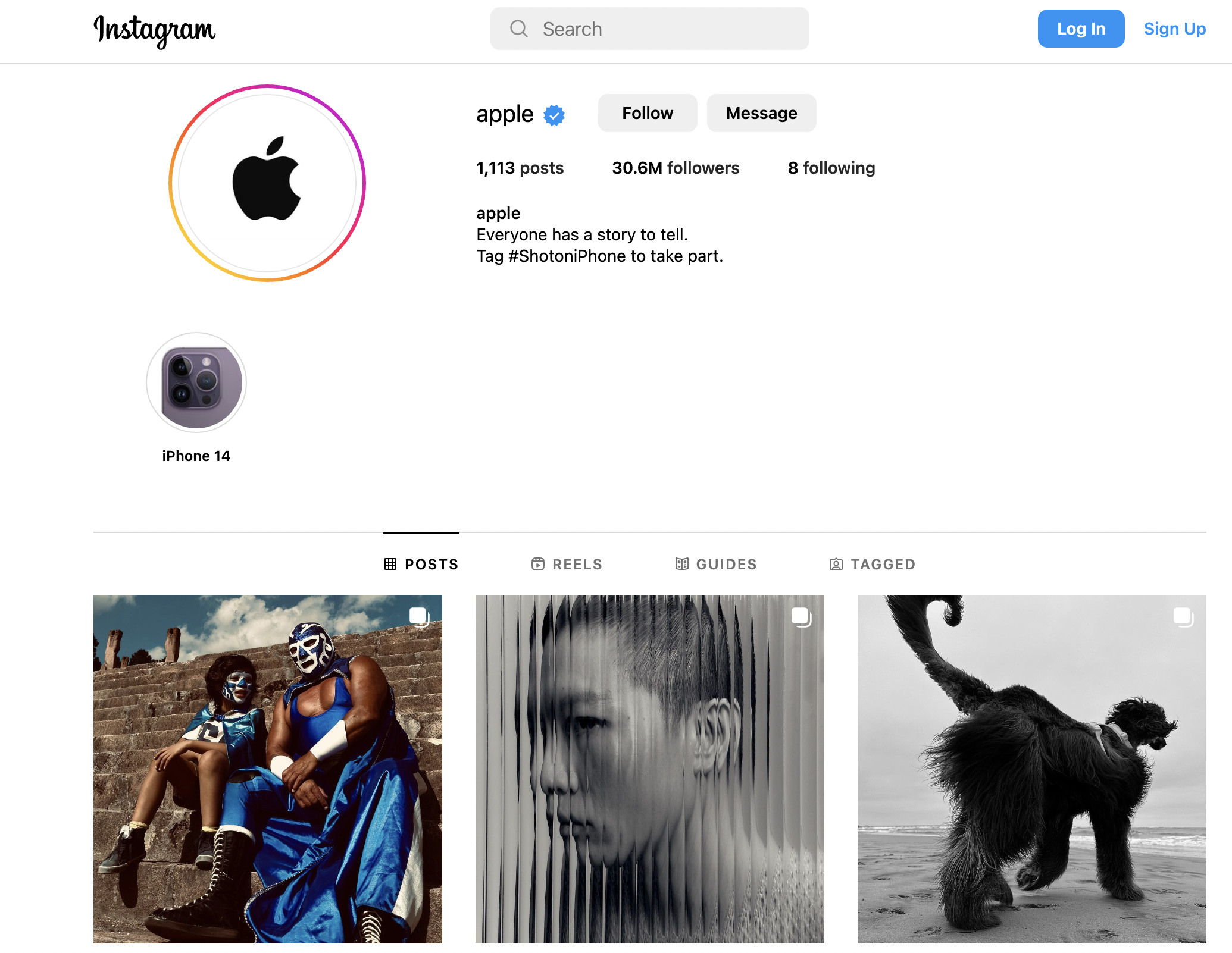 “A 3x3 grid with Apple’s otherworldly Instagram posts.”