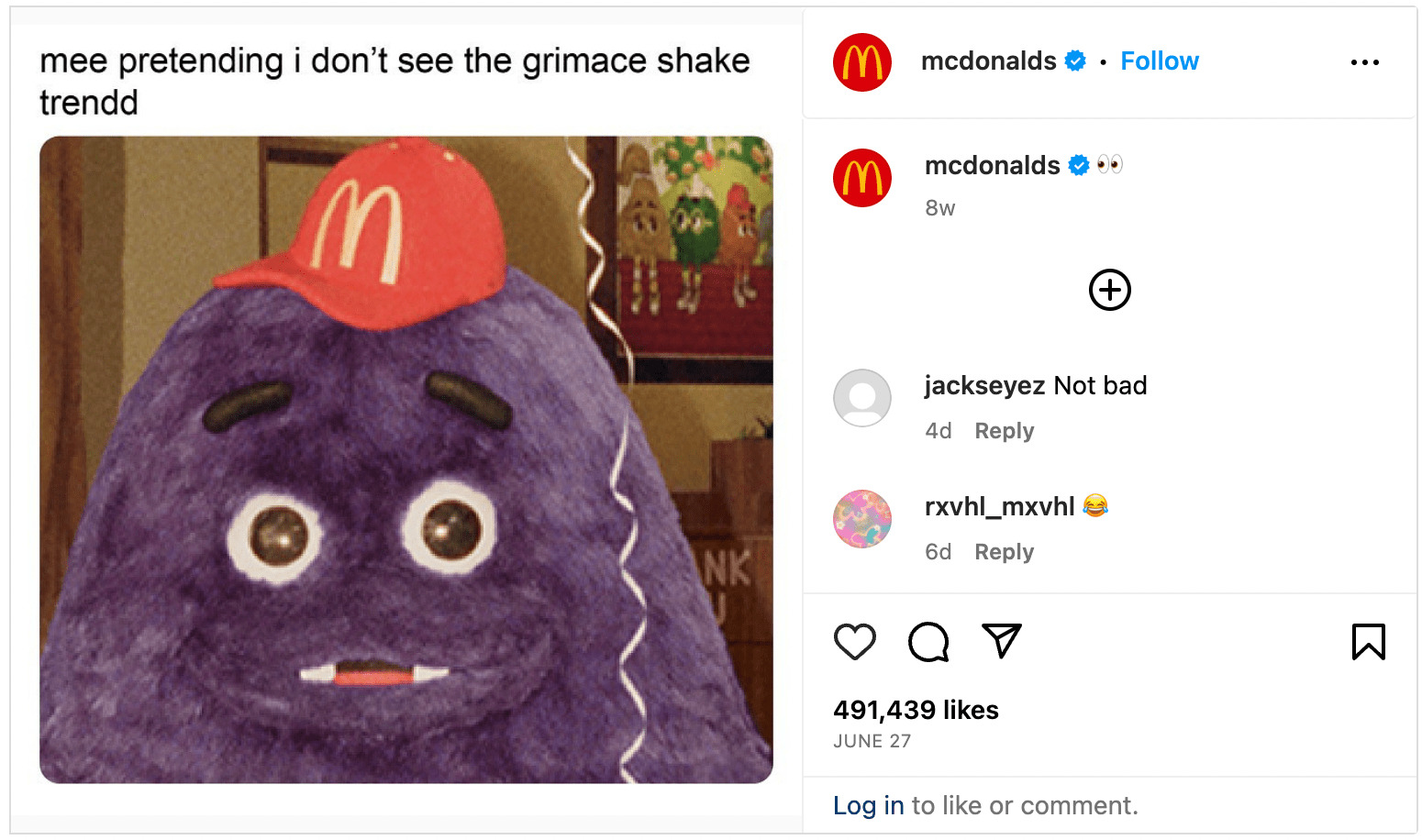 McDonald's on social media addressing brand negativity related to one of their characters.