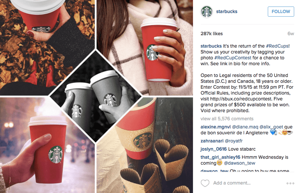 Starbucks using UGC with their -RedCup contest