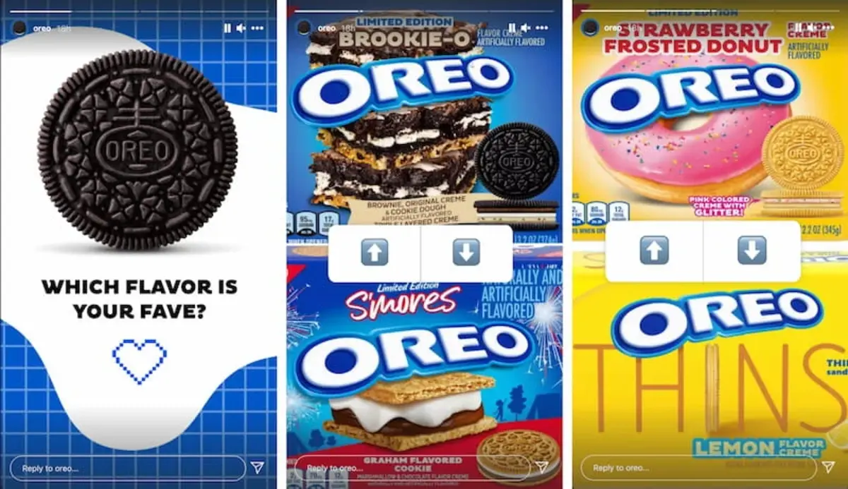 Oreo-s Instagram Stories that ask their fans to choose their favorite flavor