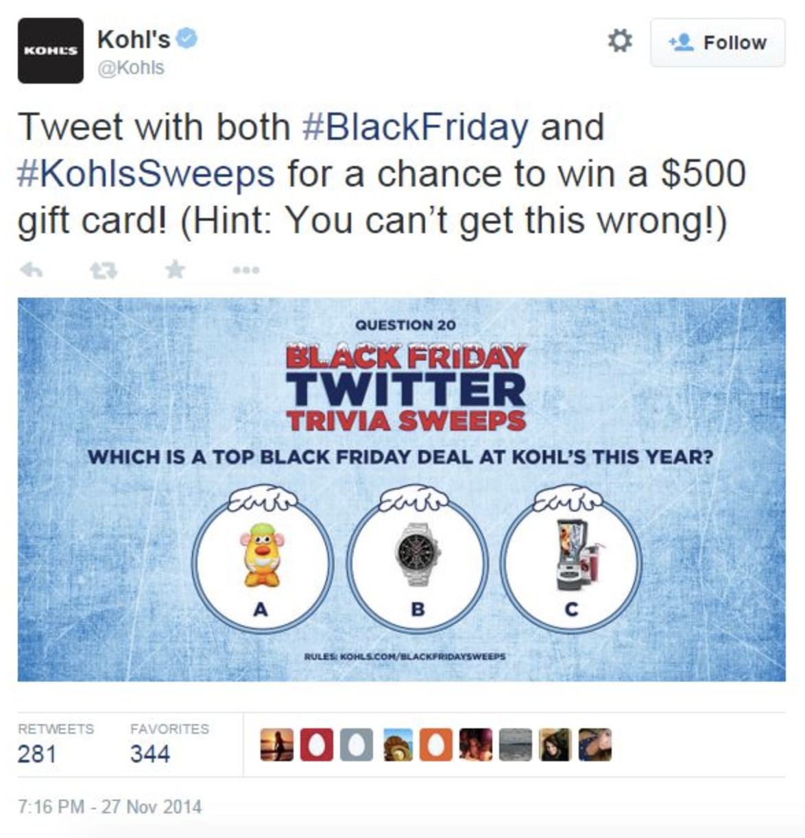 Koh's Black Friday Tweet