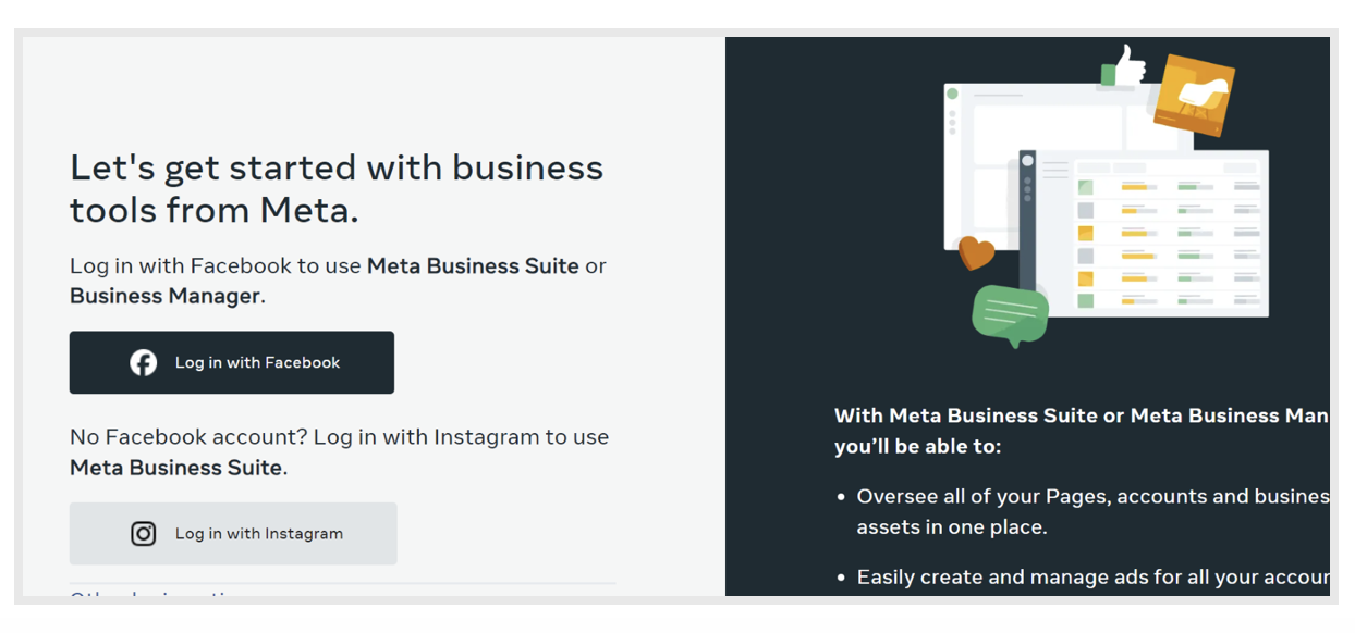 Meta Business Suite login page
