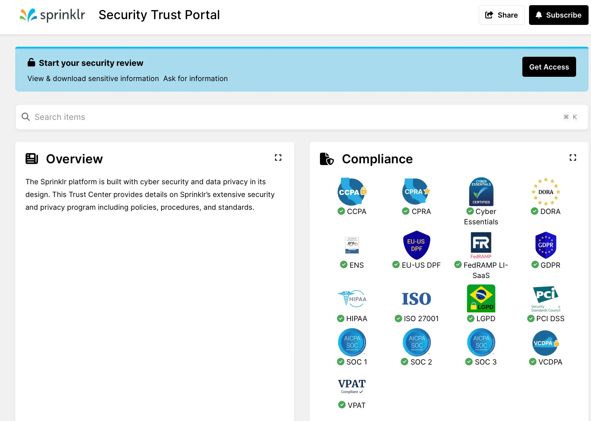 Sprinklr Trust Portal