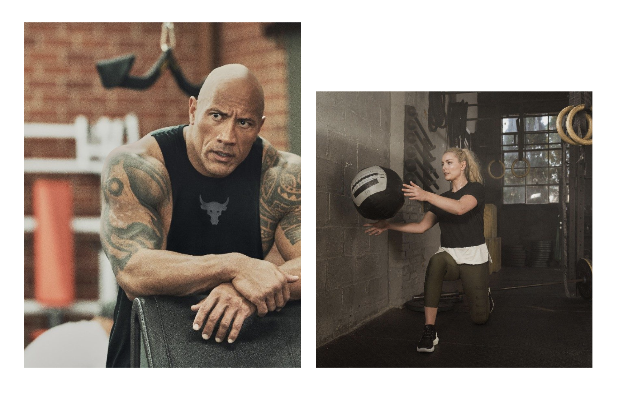 A couple of promo images from Under Armour’s “Project Rock Collection” influencer marketing campaign