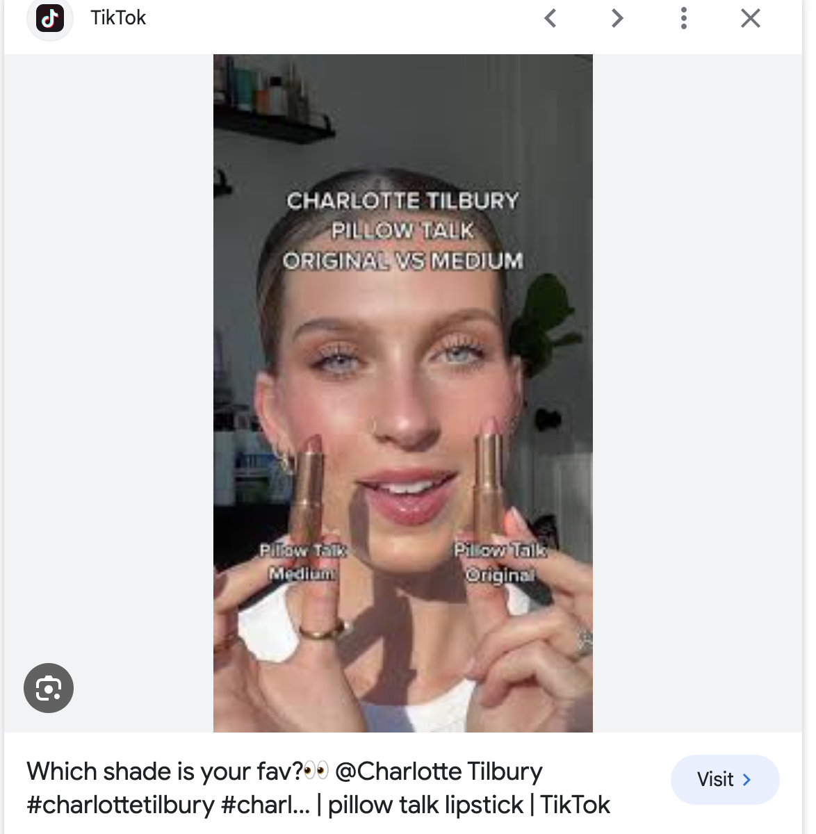 An influencer reviewing Charlotte Tilbury-s lipsticks on TikTok. .