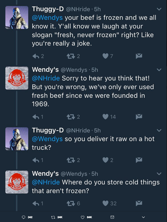 Constructive dialogue on social media between Wendy's and a user