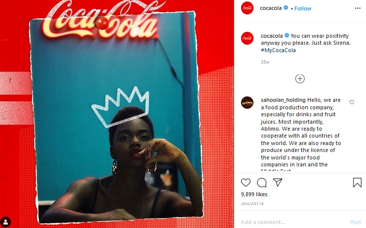 An example of how Coca-Cola leveraged its branded hashtag MyCocaCola
