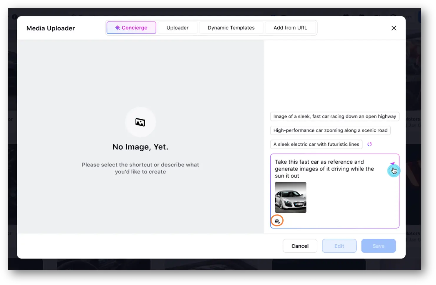 Sprinklr AI+ image editor to streamline content creation.