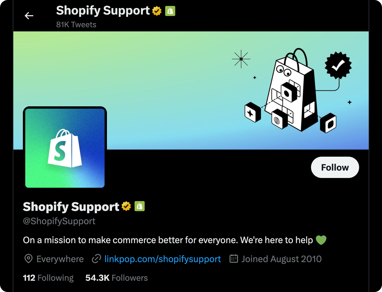 A screenshot of Shopify's Twitter account