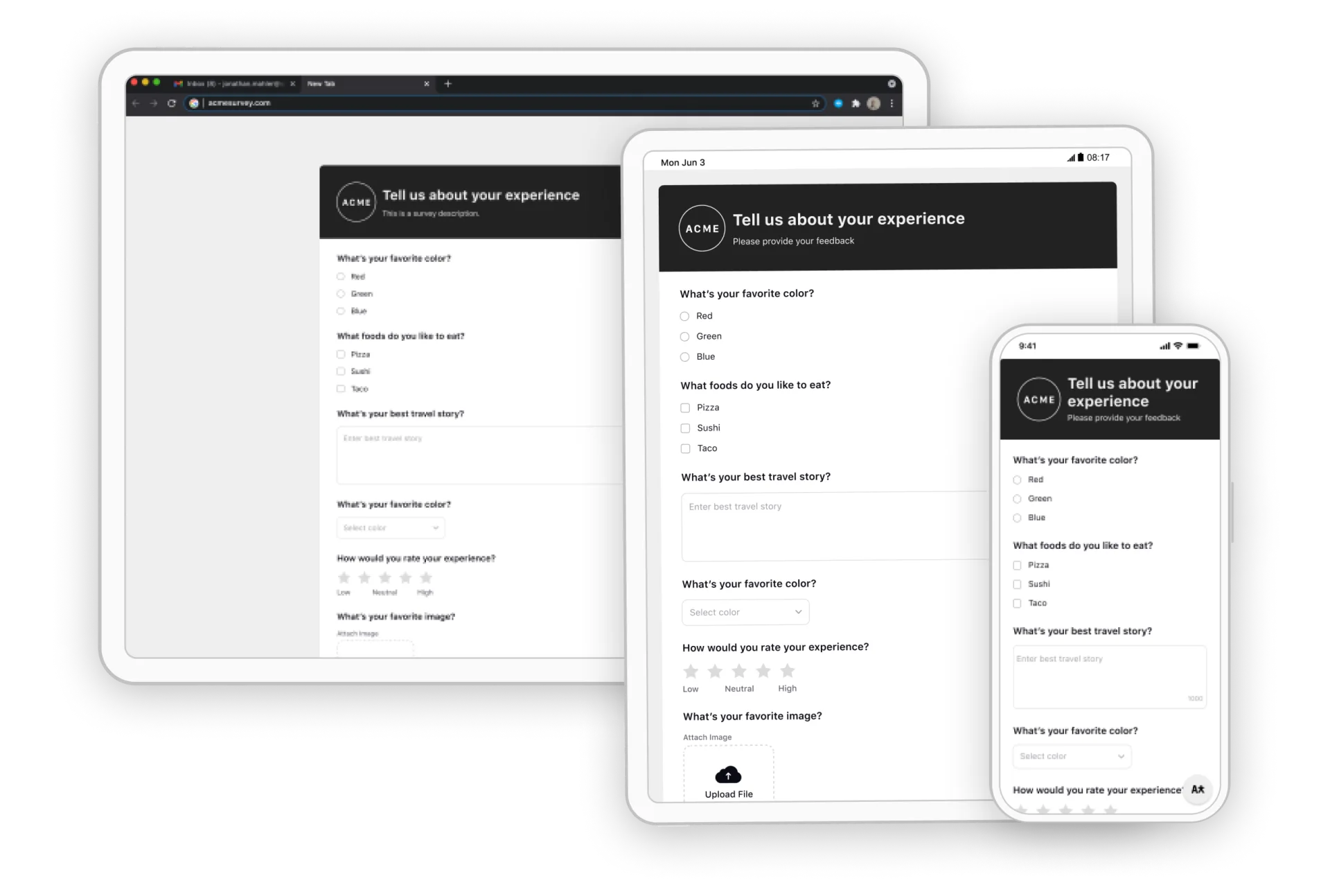 A customer survey example with a responsive design