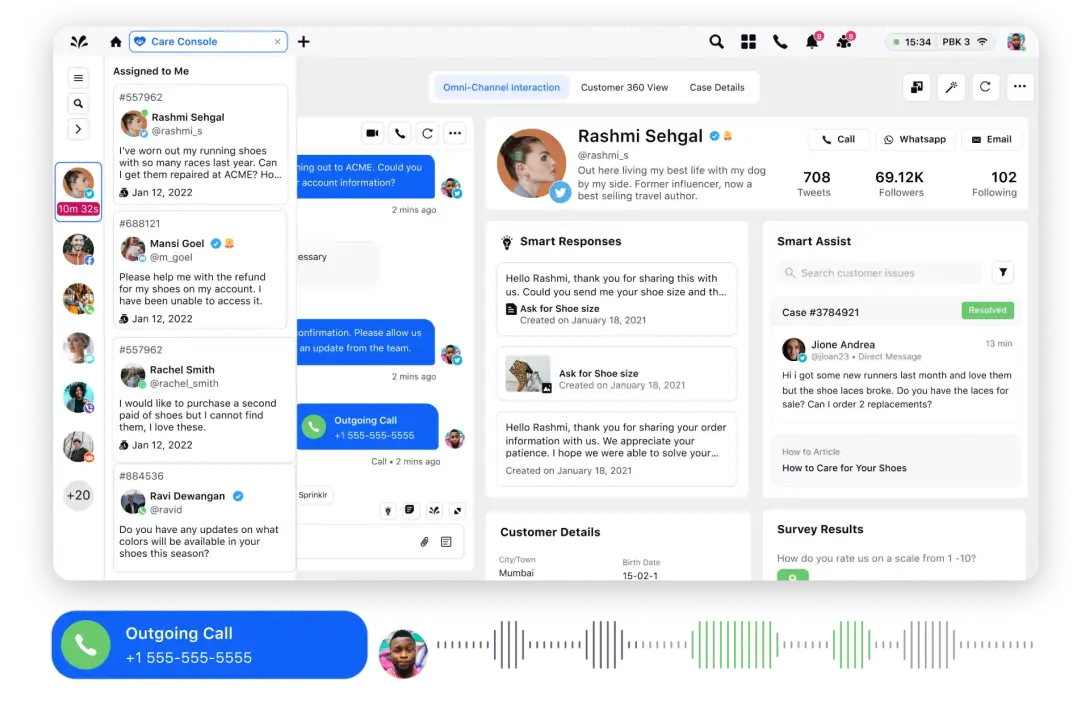 Sprinklr agent dashboard for retail