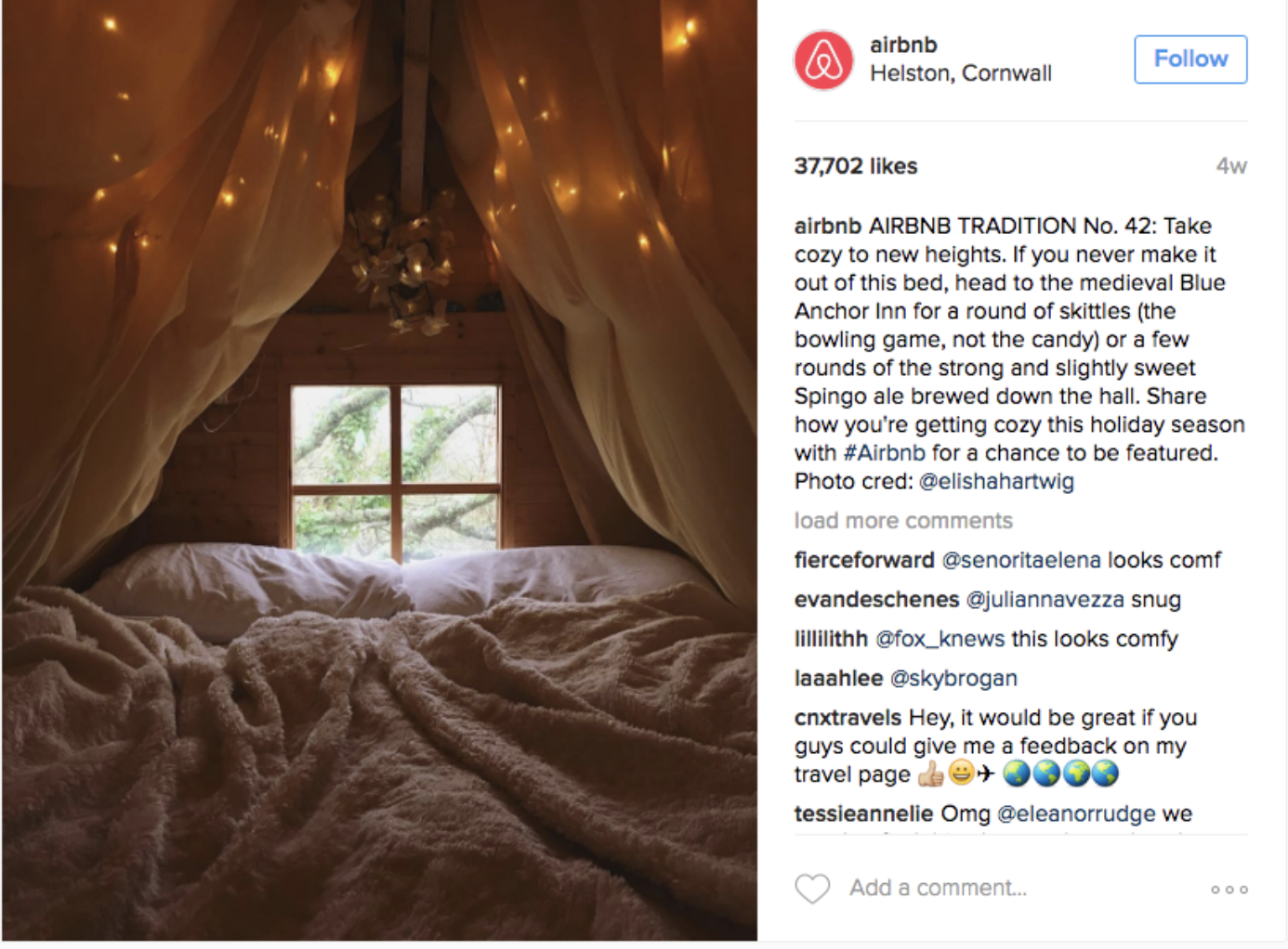 Airbnb's Instagram UGC post sourced from the community