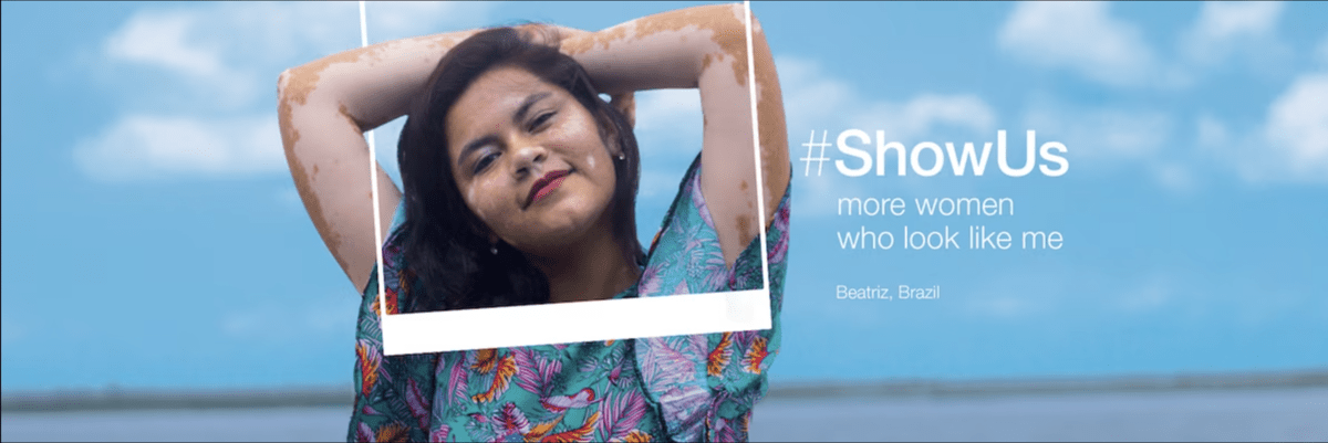 Website banner image of Dove's ShowUs campaign.